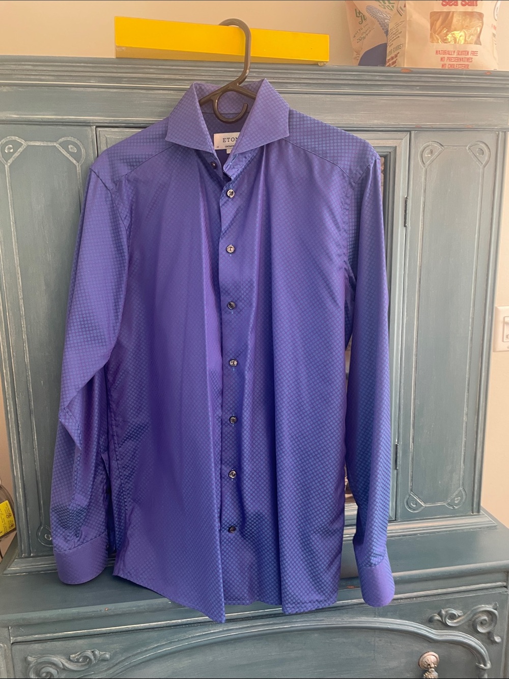 Eton Men's Dress Shirt in Deep Purple with Subtle Texture